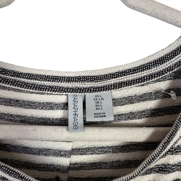 Paraphrase Women's Sz L 100% Cotton Striped Elbow Sleeve Striped Tunic Dress - Picture 6 of 9